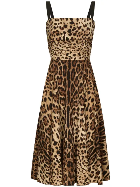 Dolce & Gabbana vestido midi con estampado de leopardo
