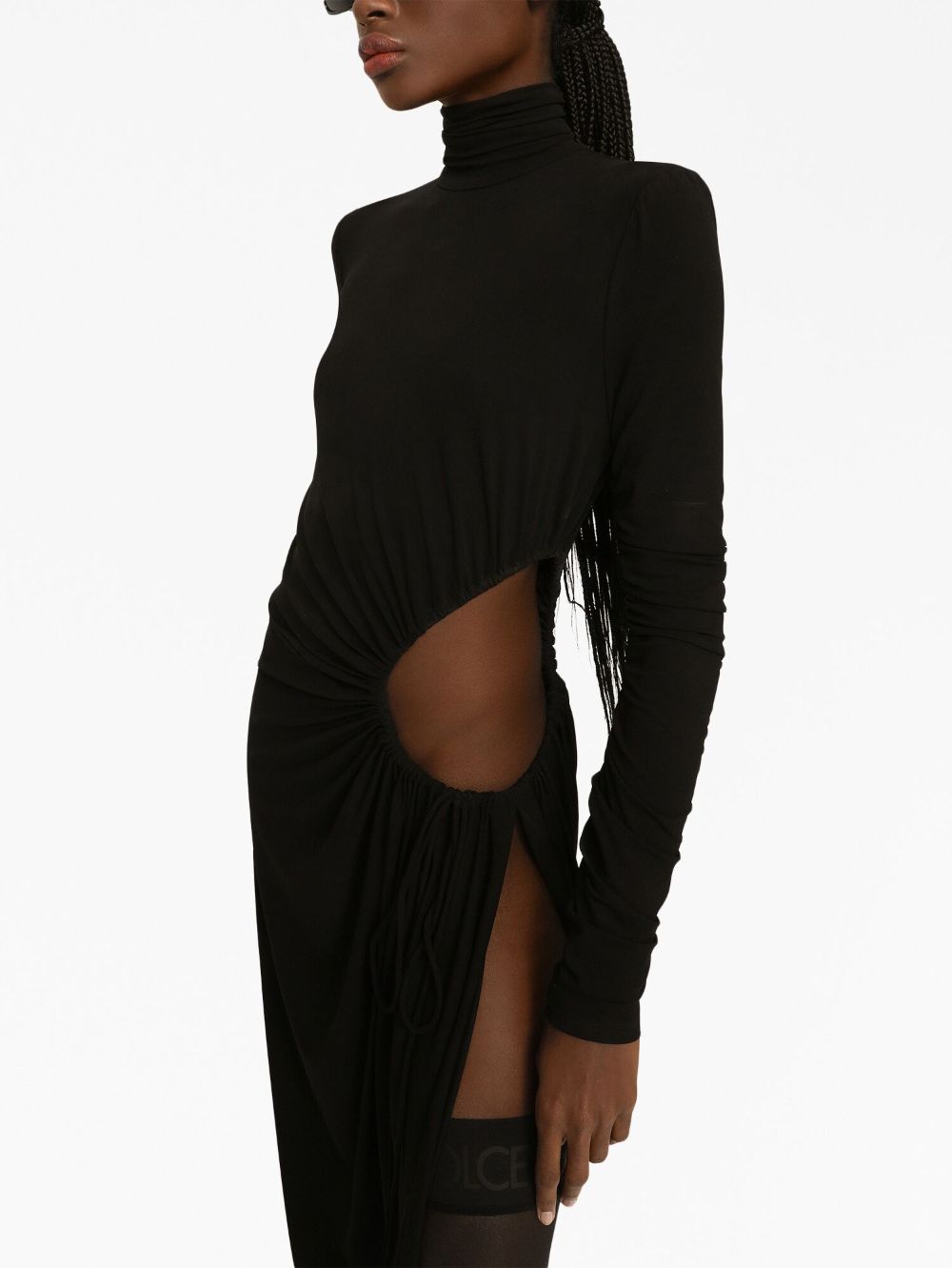 Shop Dolce & Gabbana Cut-out High-neck Midi Dress In Black