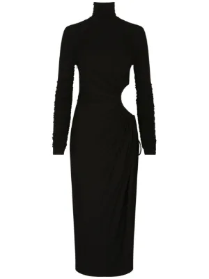 farfetch black dress Elisabetta Franchi Mini Dress In Duchess Satin With Maxi Ruffles | Black