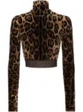 Dolce & Gabbana leopard-print high-neck blouse - Brown