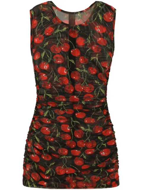 Dolce & Gabbana semi-sheer cherry-print tank top