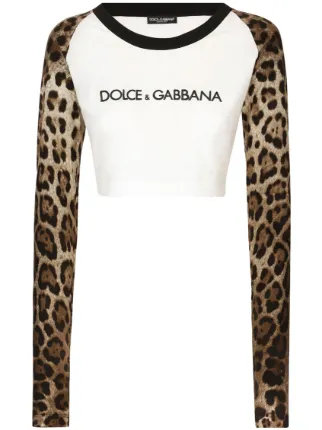 Dolce & Gabbana leopard-print stretch-cotton Cropped T-shirt