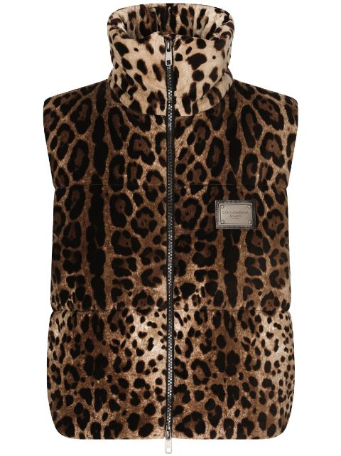 Dolce & Gabbana Gilet leopardato con placca logo