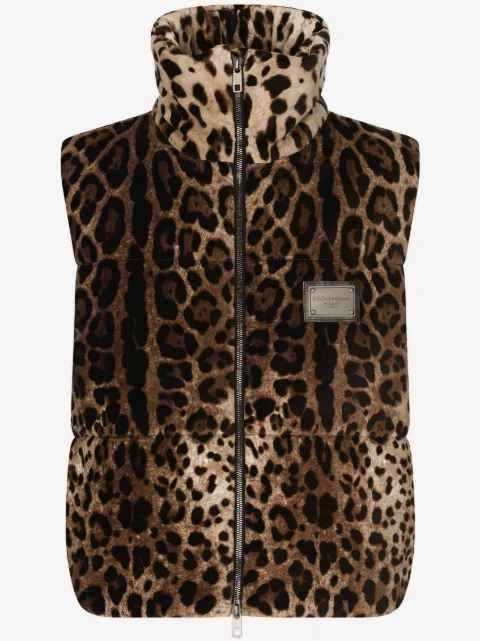 Dolce & Gabbana logo-plaque leopard-print gilet