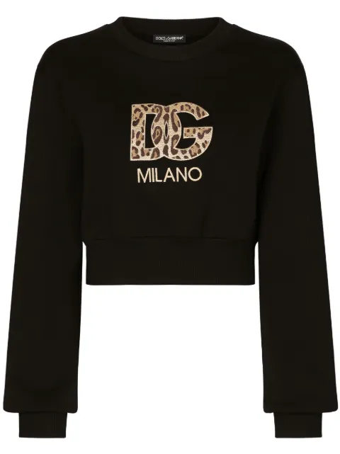 Dolce & Gabbana logo-patch cotton cropped sweatshirt