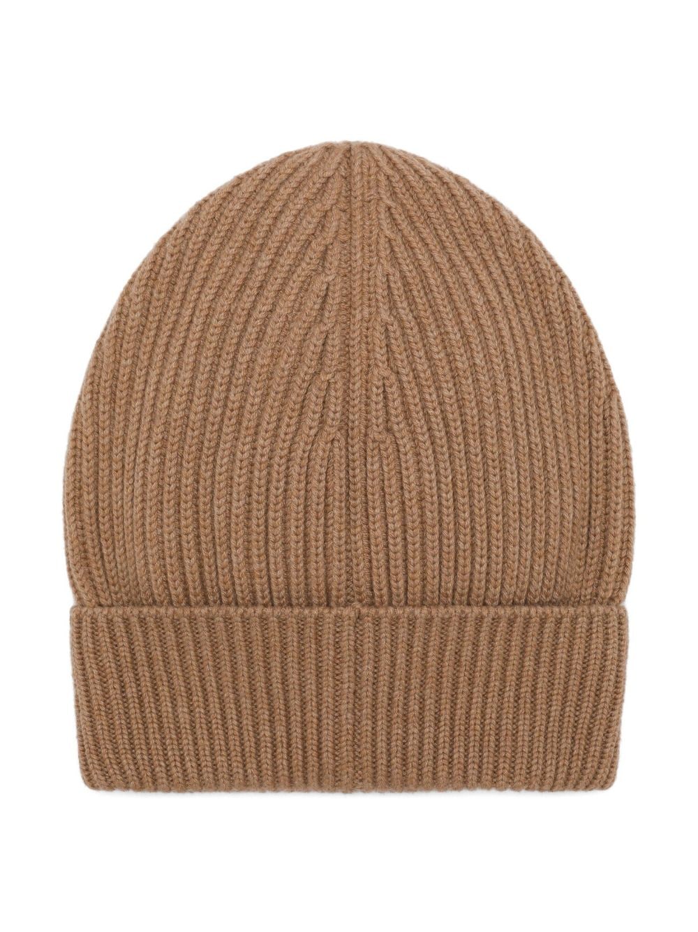 Shop Dolce & Gabbana Ribbed-knit Turn-up Beanie In Brown