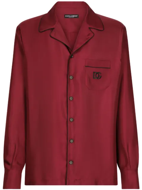 Dolce & Gabbana DG Essentials logo-patch silk shirt