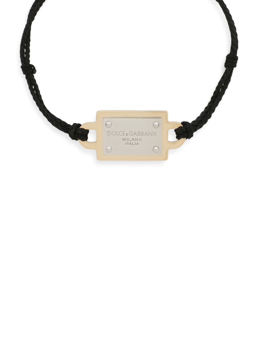 Shop Dolce & Gabbana Logo-plaque Cord Bracelet In Gold