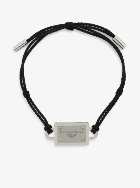 Dolce & Gabbana logo-plaque cord bracelet