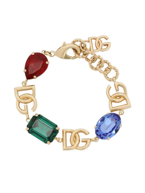 Bracelet serti de cristaux à breloque logo - Dolce & Gabbana - Modalova