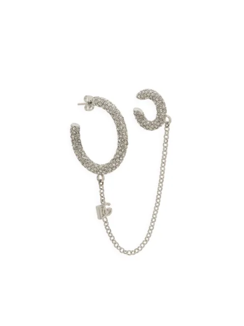 Dolce & Gabbana crystal-embellished logo-pendant earring