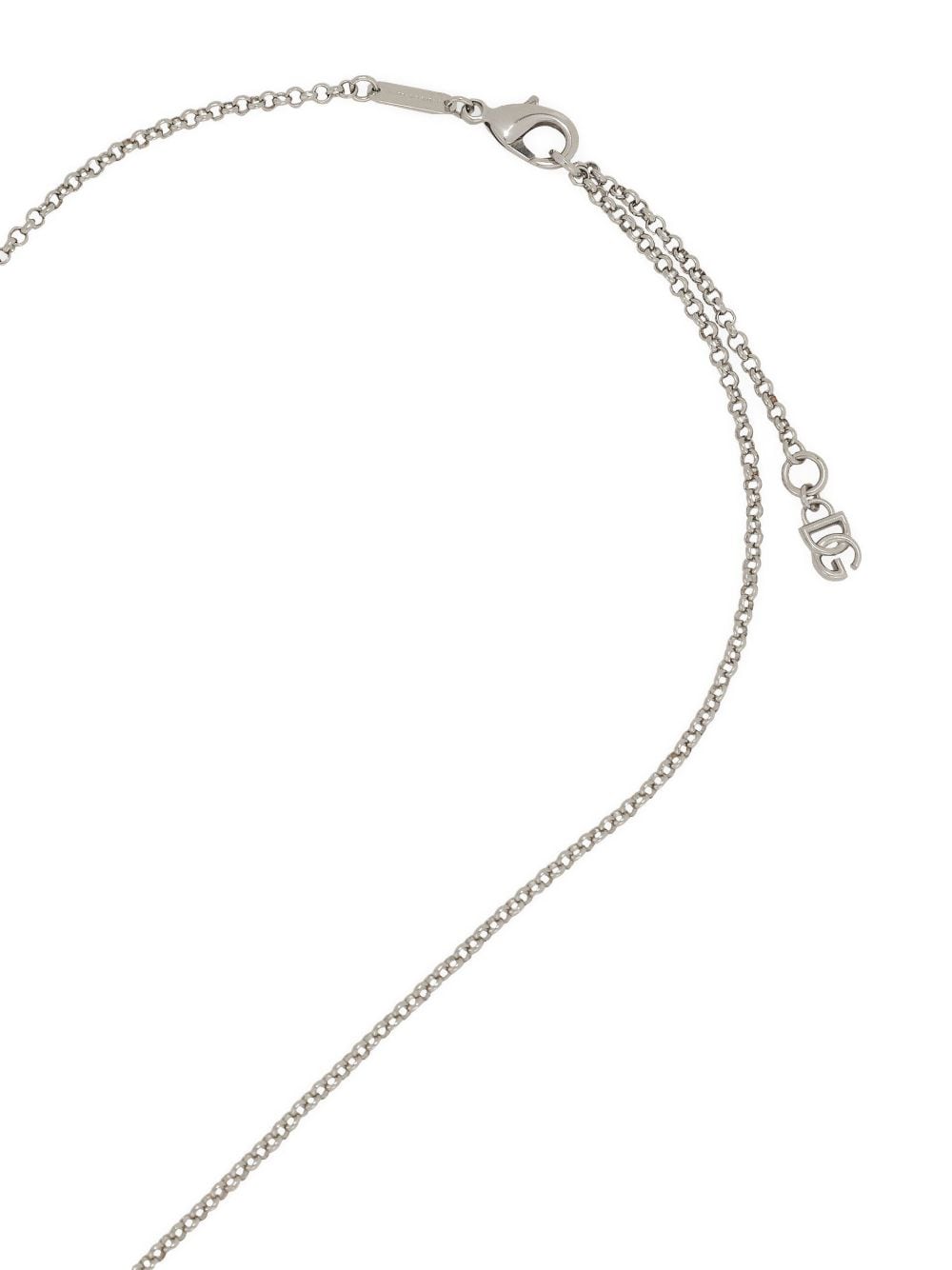 Shop Dolce & Gabbana Logo-pendant Necklace In Silver