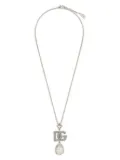 Dolce & Gabbana logo-pendant crystal-embellished necklace - Silver