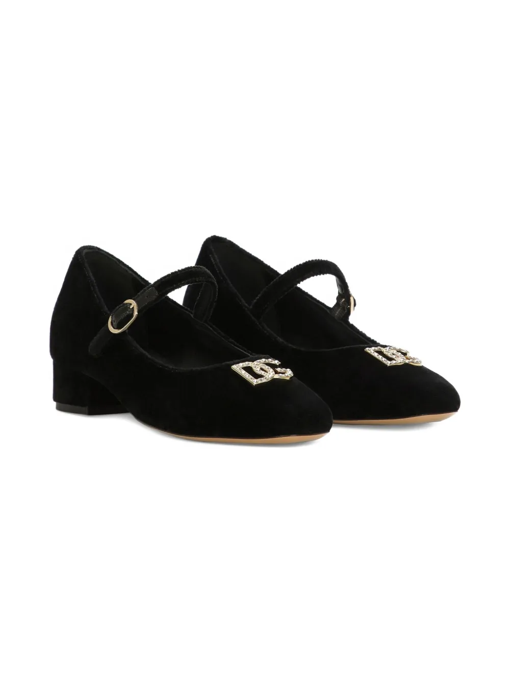 Dolce & Gabbana Kids Fluwelen Mary Jane schoenen Zwart
