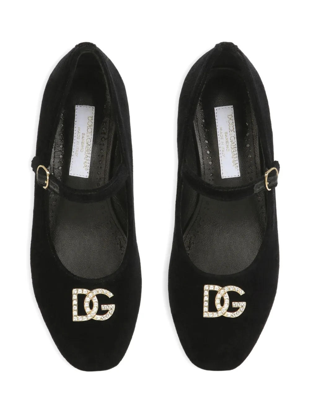 Dolce & Gabbana Kids Fluwelen Mary Jane schoenen Zwart