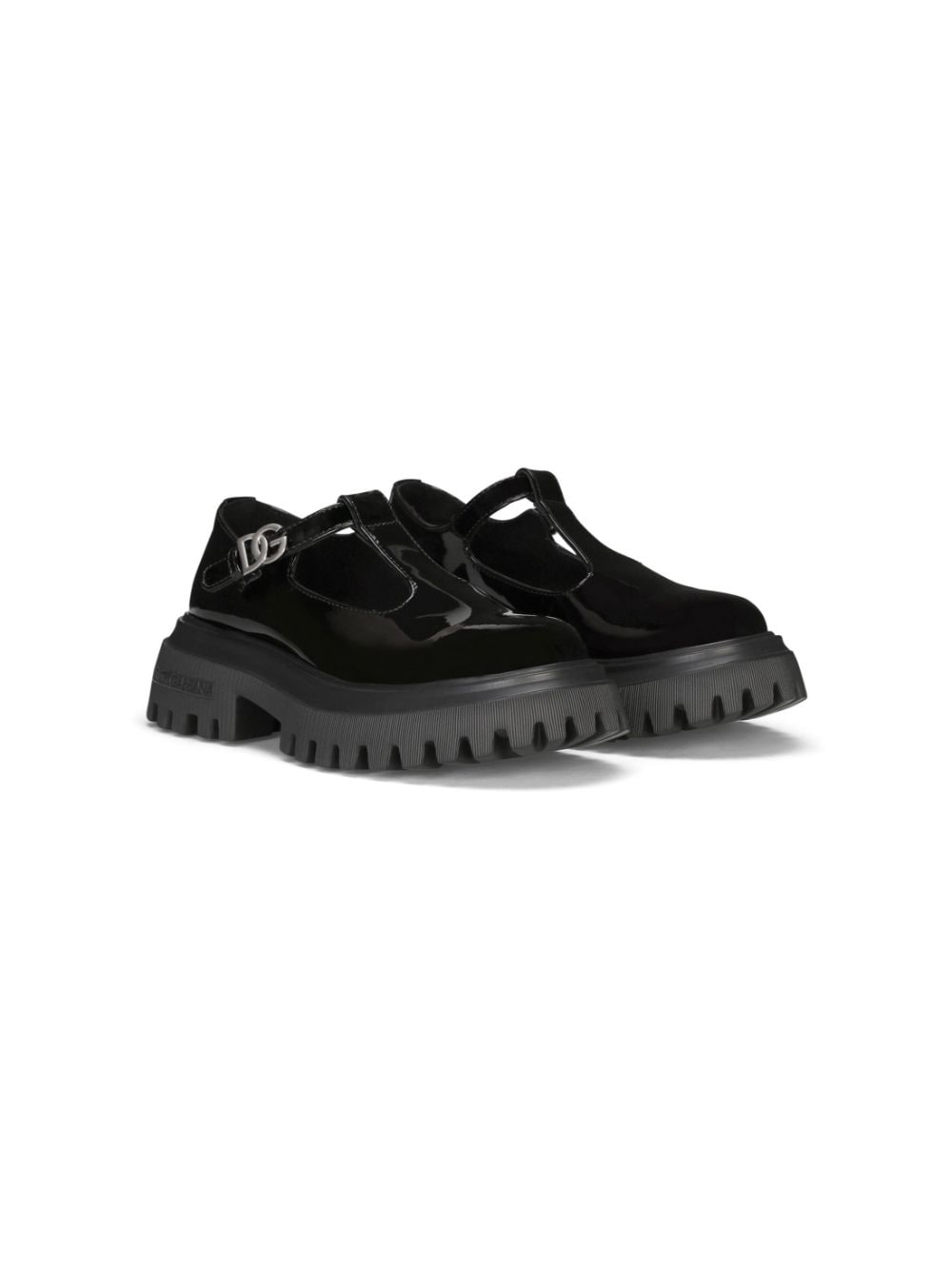 Image 2 of Dolce & Gabbana Kids buckled patent-finish leather loafers