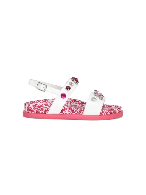 Dolce & Gabbana Kids Majolica-print crystal-embellished sandals