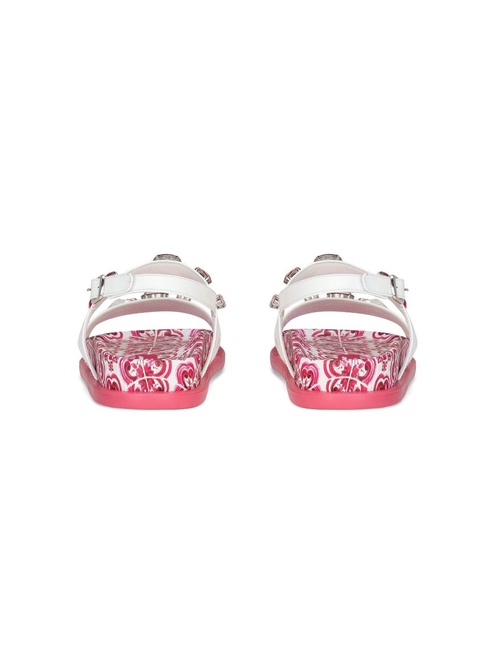 Shop Dolce & Gabbana Majolica-print Crystal-embellished Sandals In Multicolour