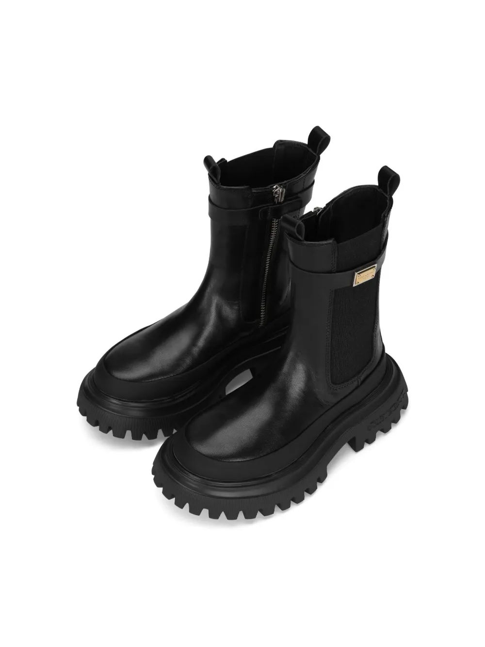 Logo-Plaque Leather Wellies