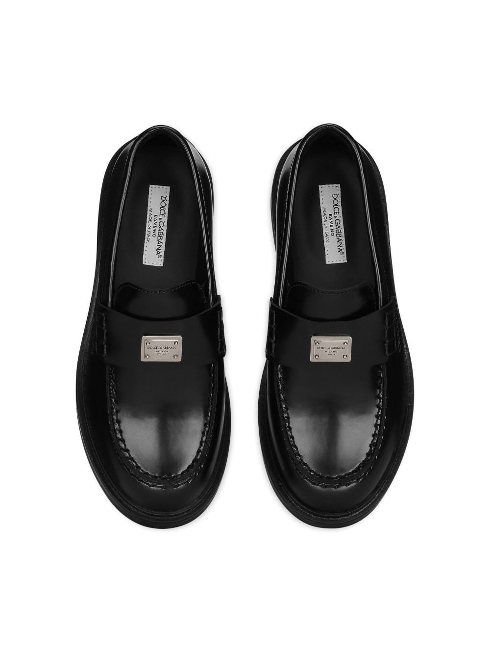 Shop Dolce & Gabbana Logo-plaque Polished Leather Loafers In Black