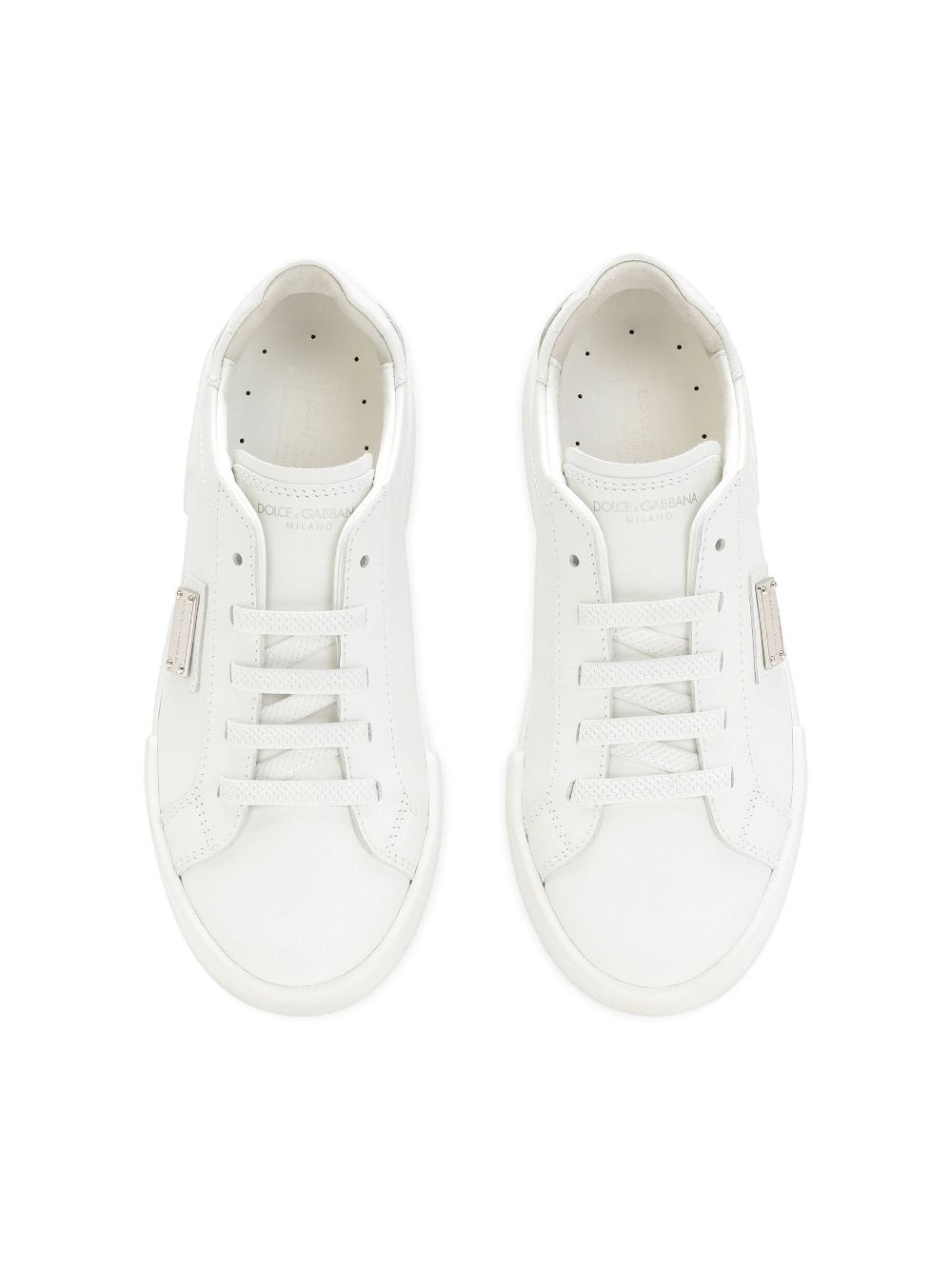Shop Dolce & Gabbana Logo-plaque Leather Sneakers In White
