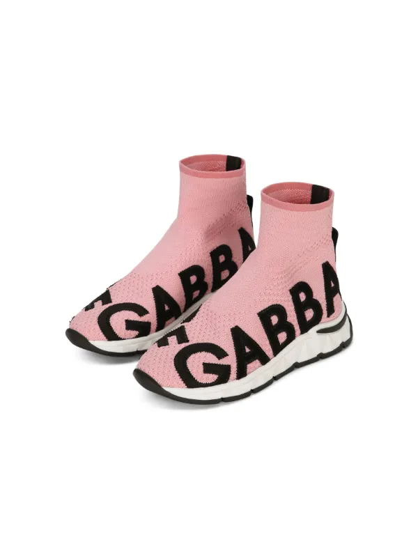 Dolce Gabbana Kids logo jacquard Sock Sneakers Pink FARFETCH CA