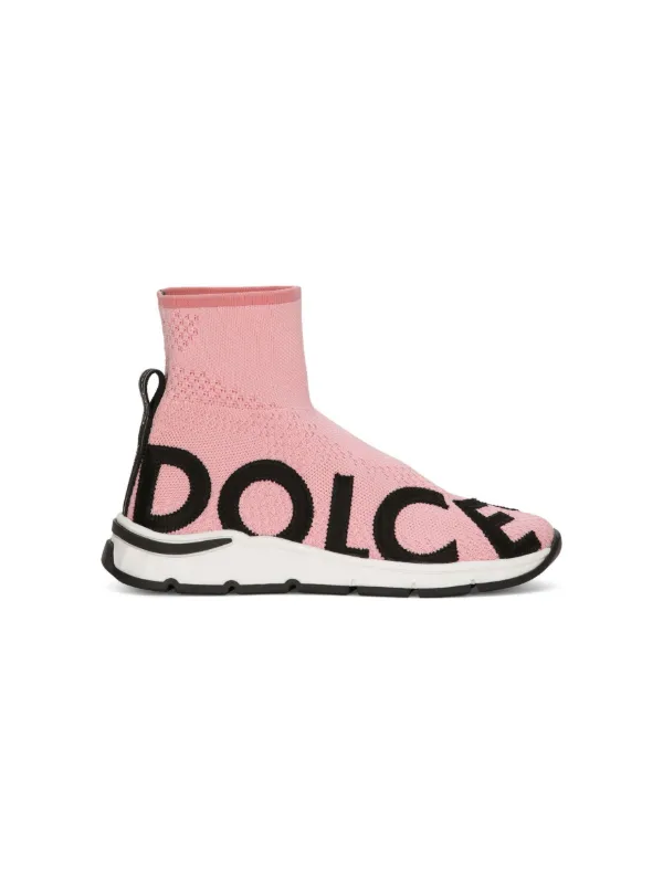 Dolce Gabbana Kids logo jacquard Sock Sneakers Pink FARFETCH CA