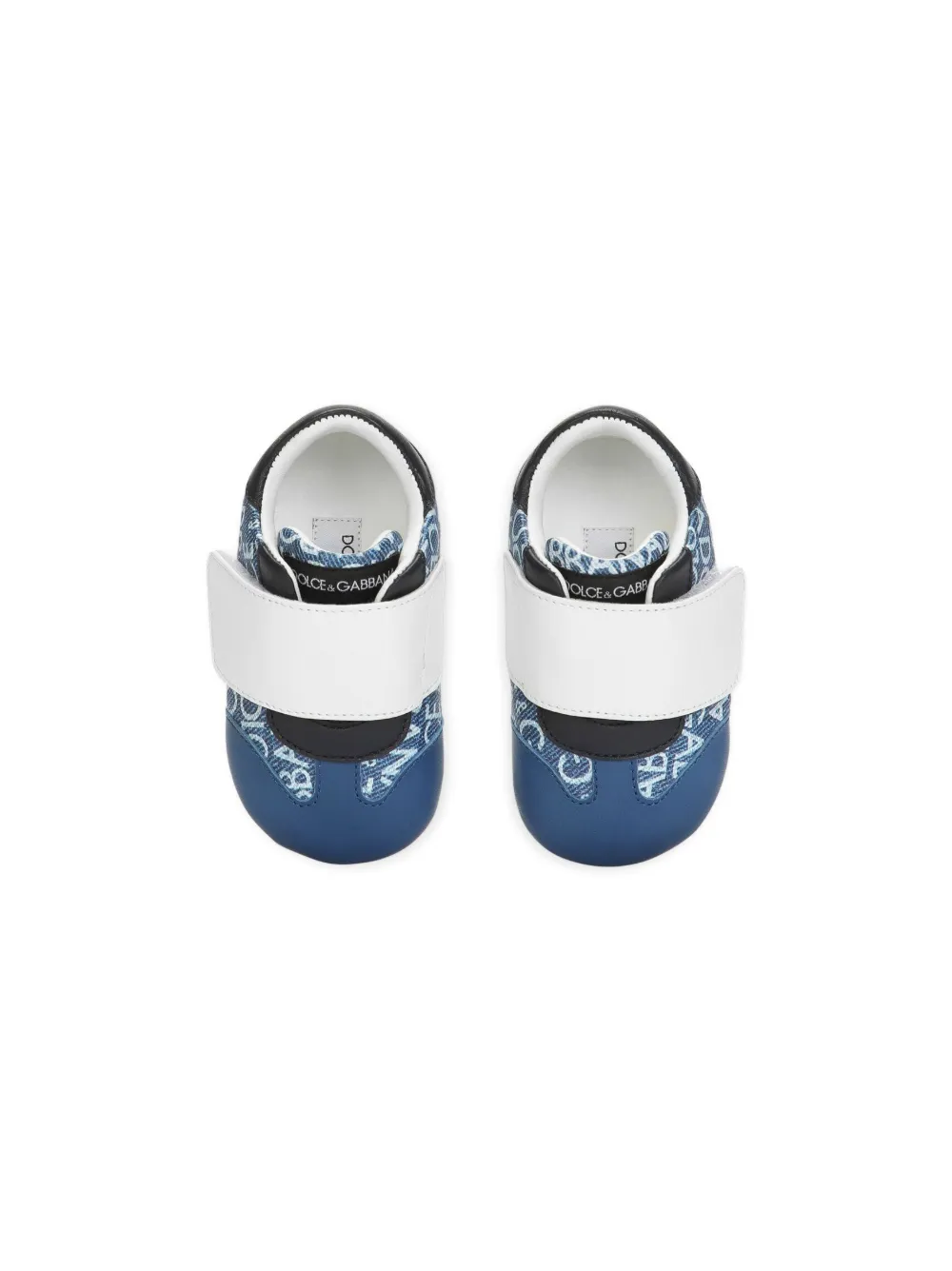 Shop Dolce & Gabbana Monogram-pattern Touch-strap Sneakers In Blue