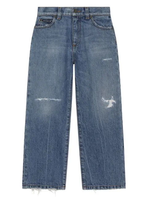 Dolce & Gabbana Kids logo-plaque wide-leg jeans