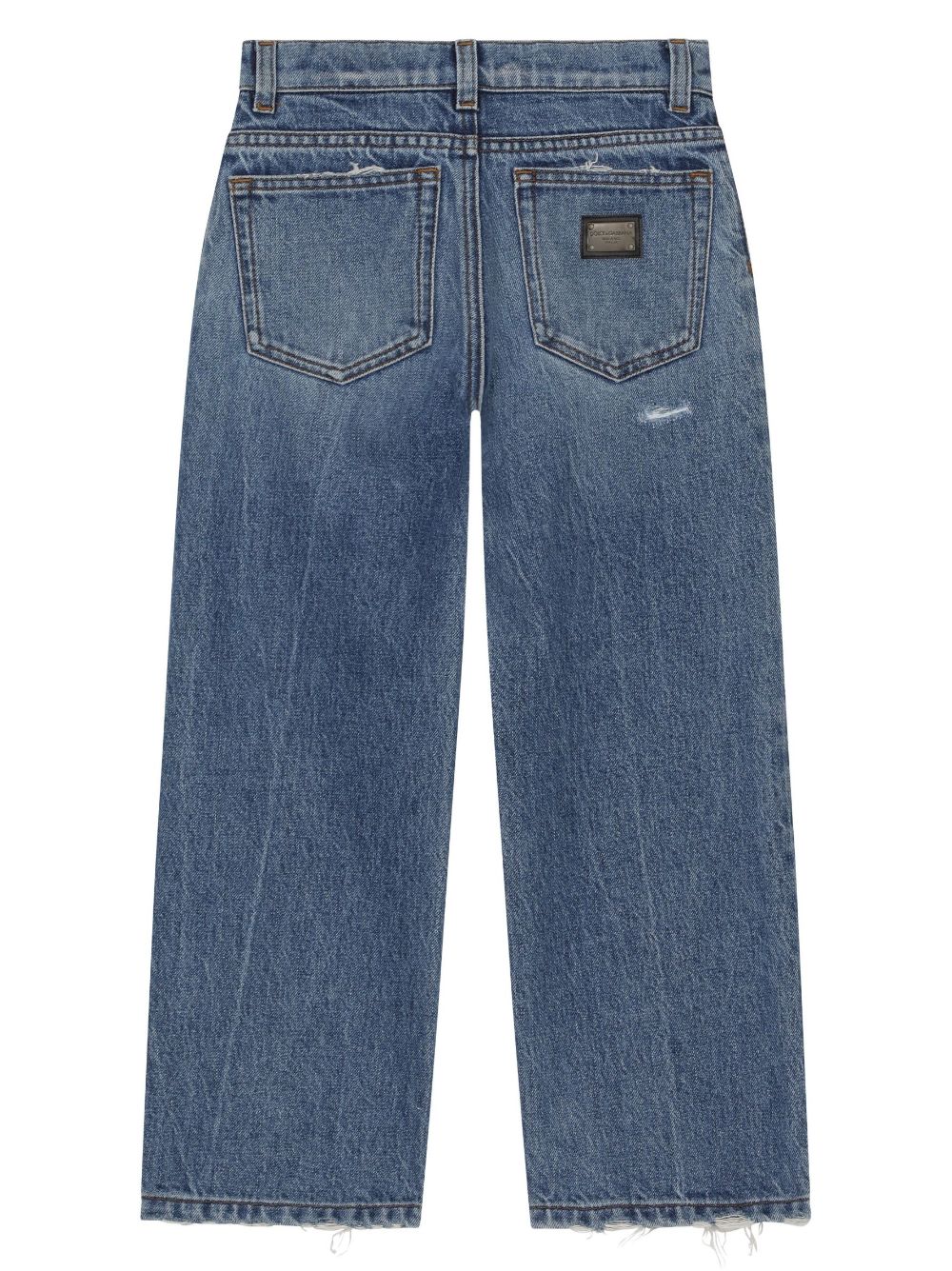 Shop Dolce & Gabbana Logo-plaque Wide-leg Jeans In Blue