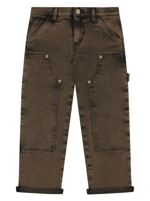 Dolce & Gabbana Kids logo-plaque bleach straight-leg jeans