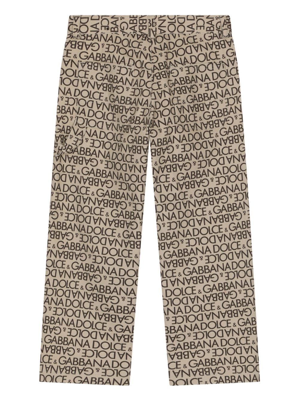 Shop Dolce & Gabbana Logo-print Cotton Trousers In Neutrals