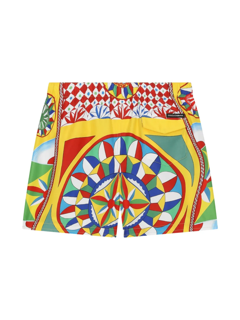 Shop Dolce & Gabbana Carretto-print Swim Shorts In Yellow