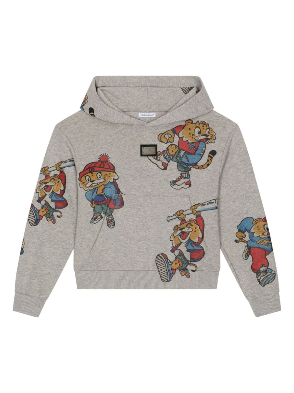 Dolce & Gabbana Kids tiger-print cotton hoodie - Grey