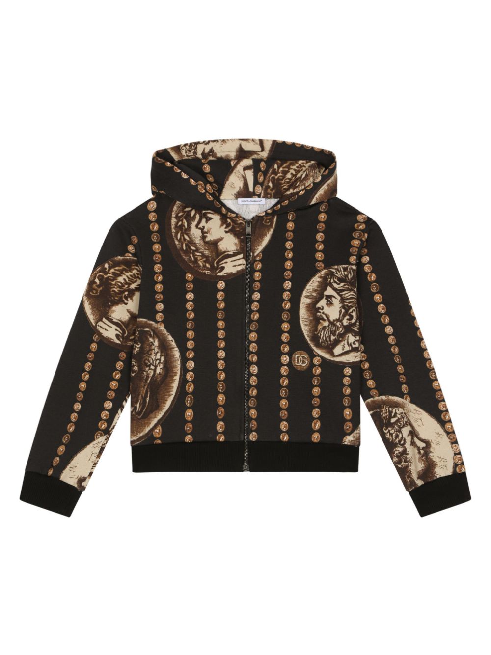 Dolce & Gabbana Kids coin-print cotton hoodie - Brown