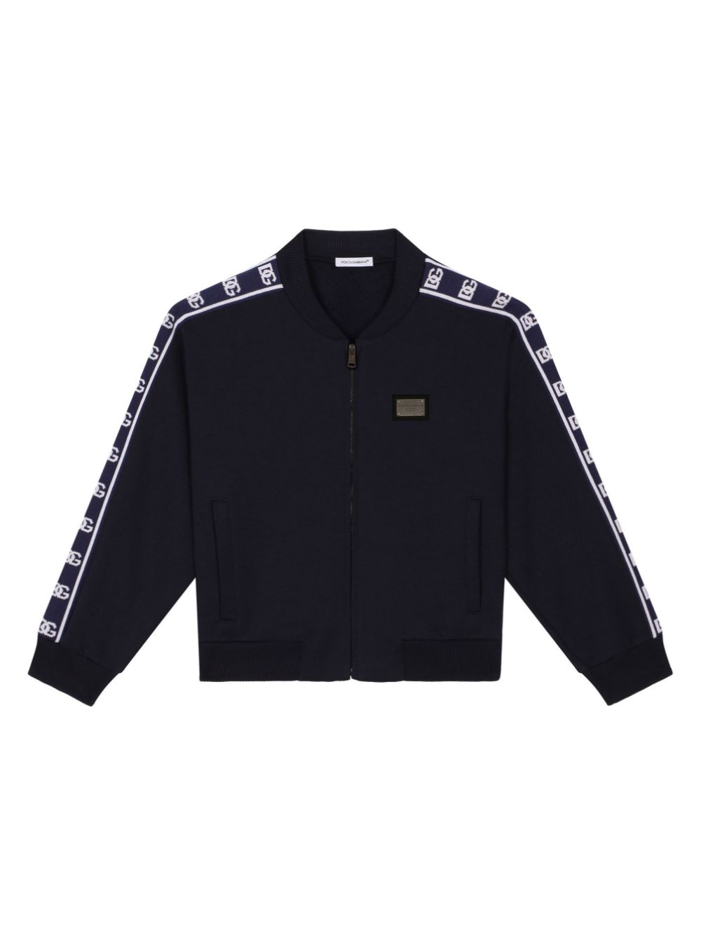 Image 1 of Dolce & Gabbana Kids logo-tape zip-up cotton sweatshirt