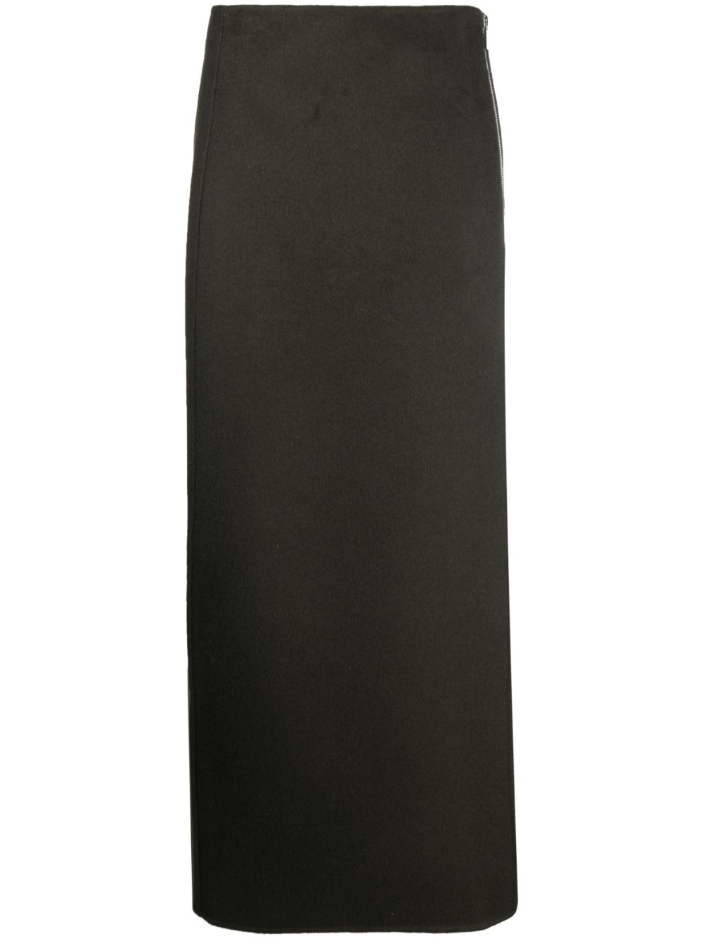 side-zip wool maxi skirt