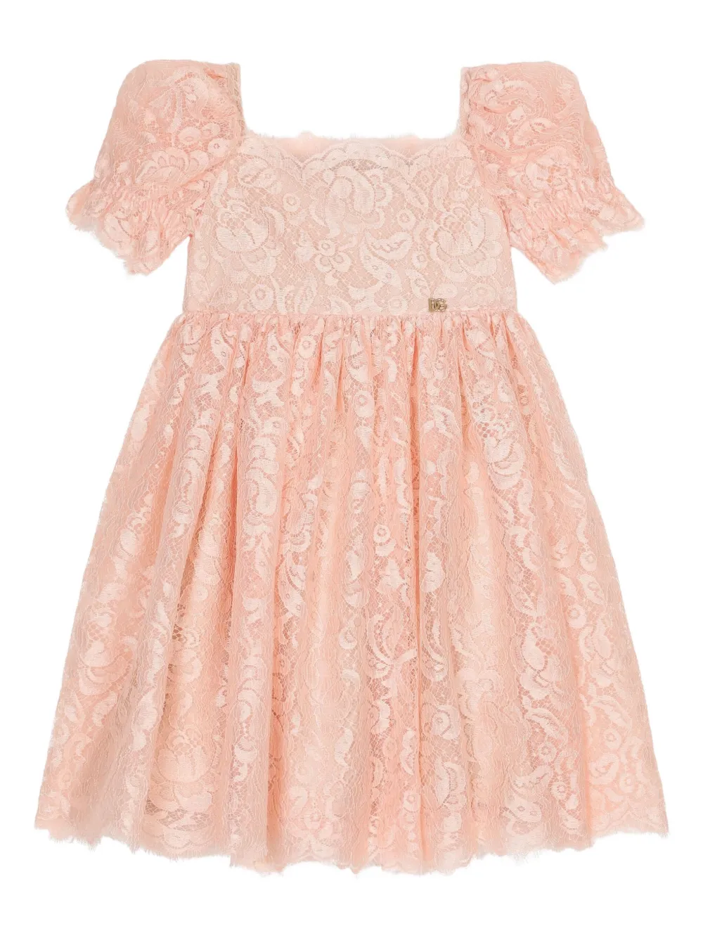 Dolce & Gabbana Kids short-sleeve lace dress - ピンク Dolce & Gabbana Kids short-sleeve lace dress - ピンク