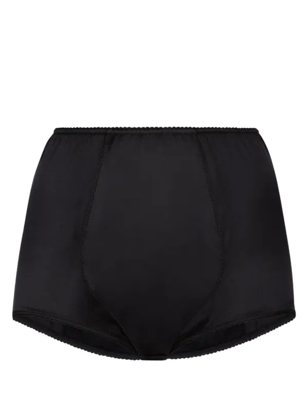 【DOLCE＆GABBANA】サテンハイウエストショーツ ブラックのウィメンズ シルクサテン＆ストレッチマーキゼット
