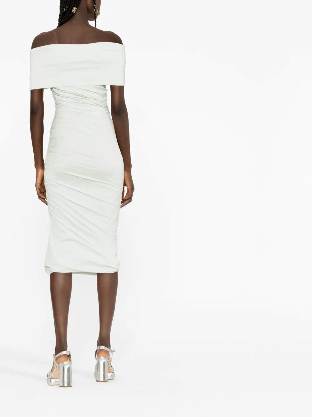 Shop Philosophy Di Lorenzo Serafini Gathered Midi Dress In Green
