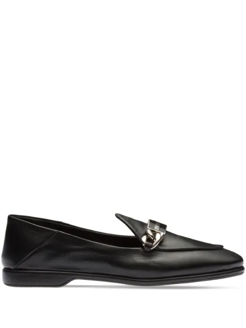 Miu Miu logo-plaque leather loafers