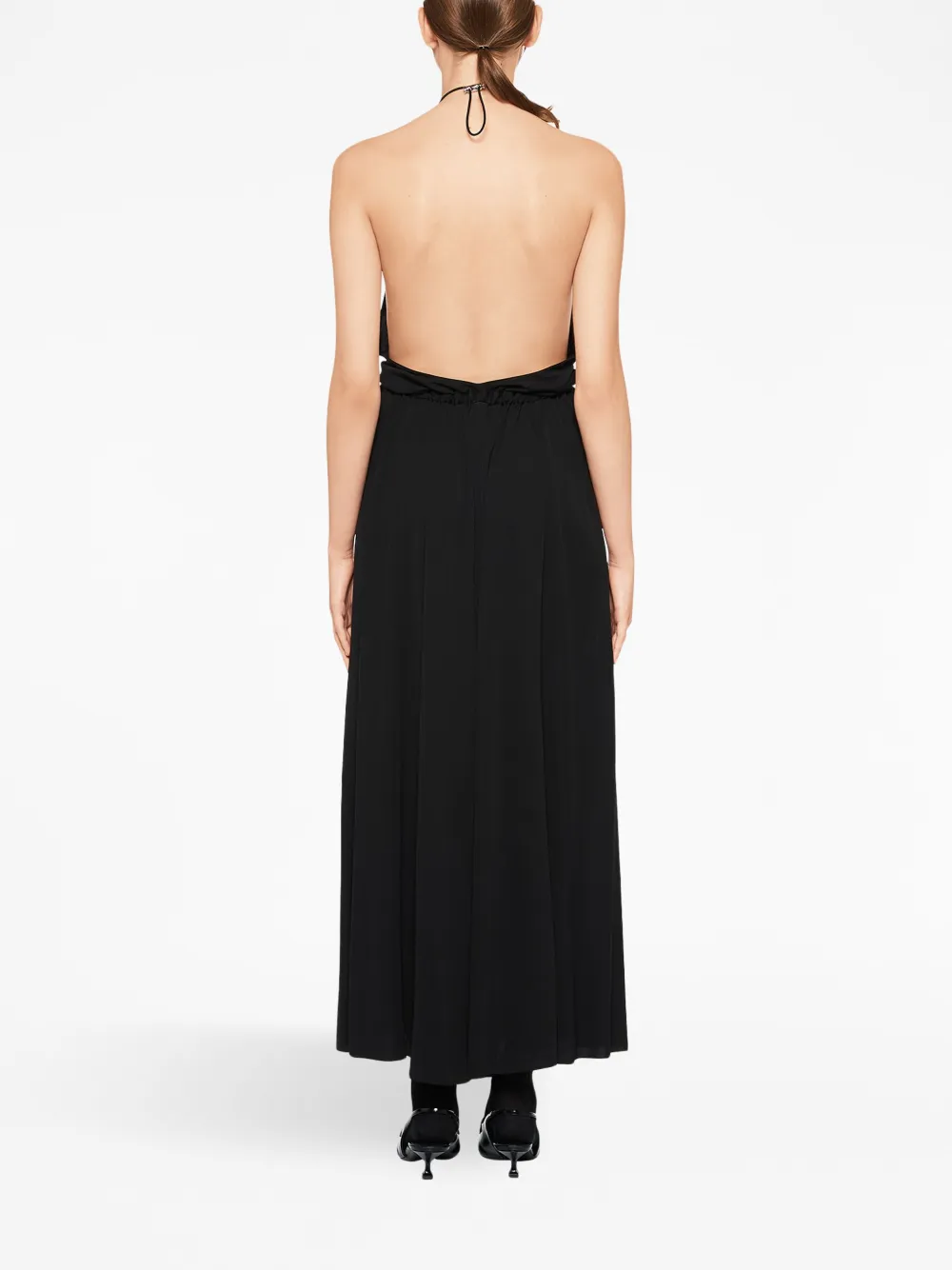 Miu Miu Organzine Halter Midi-dress In Black