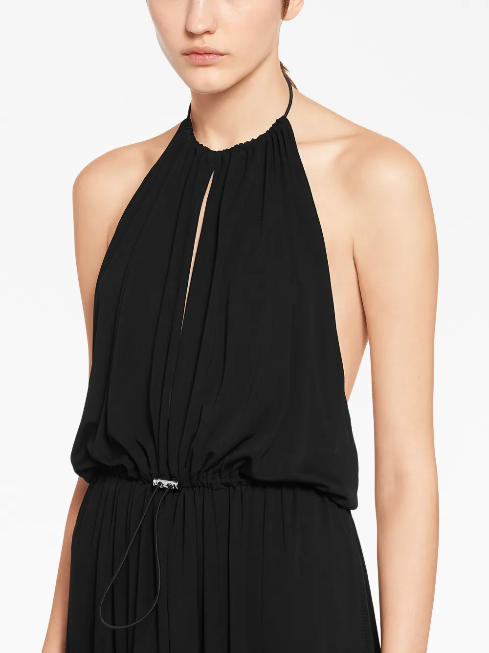 Miu Miu Organzine Halter Midi-dress In Black