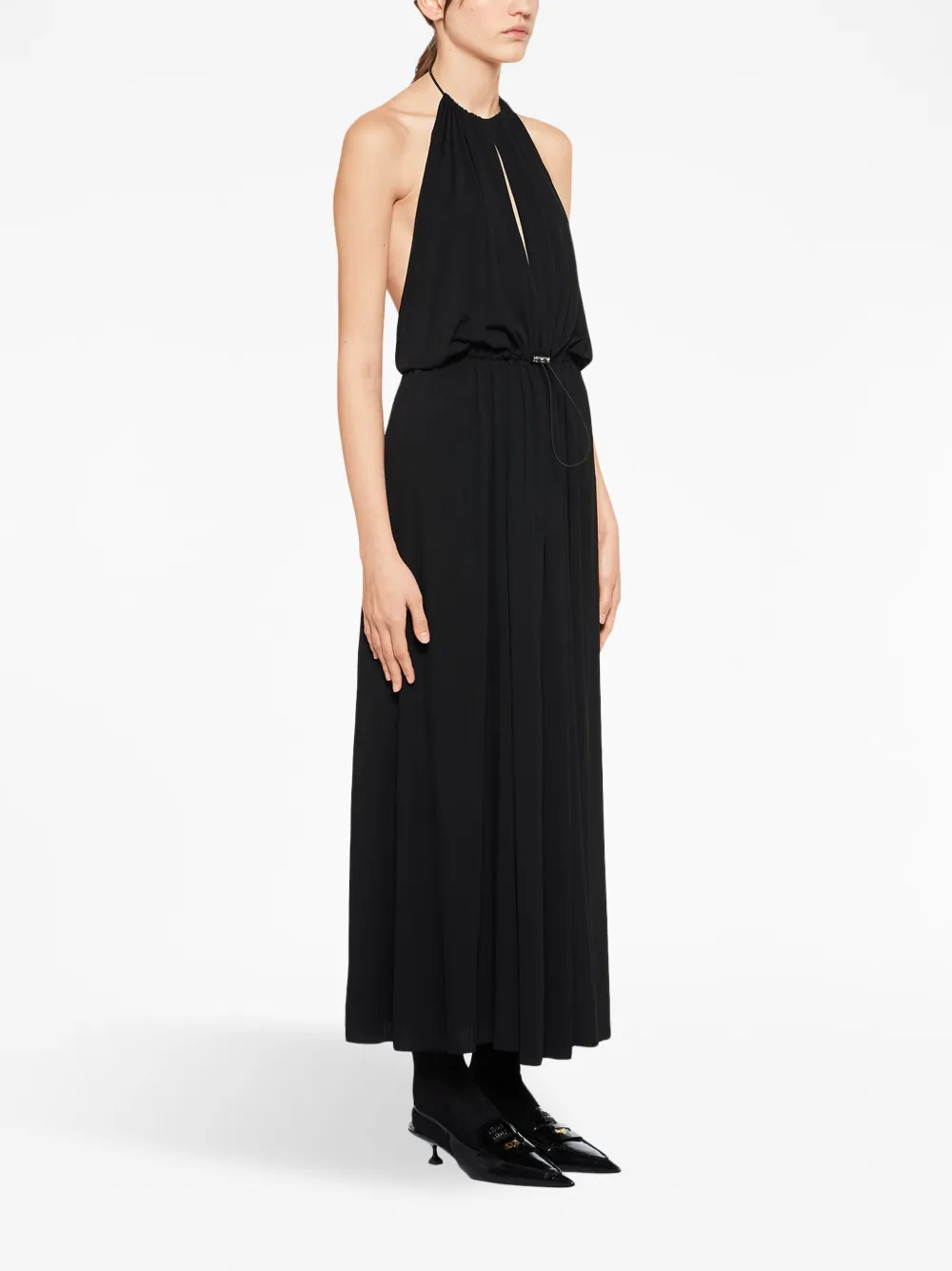 Miu Miu Organzine Halter Midi-dress In Black