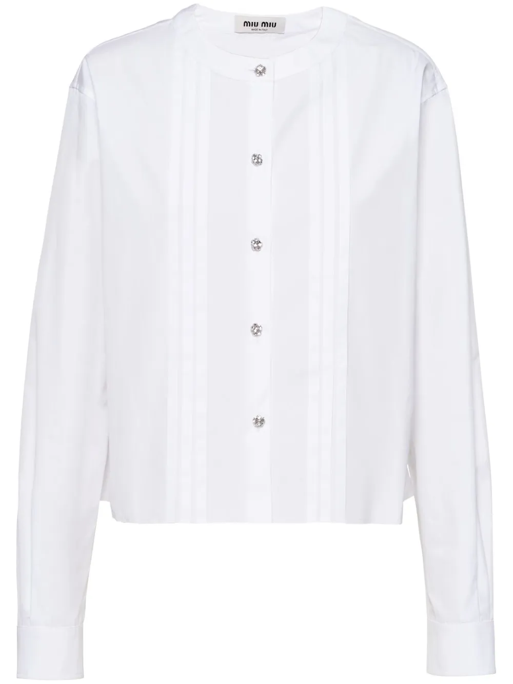 Miu Miu crystal-buttons Cotton Shirt - Farfetch