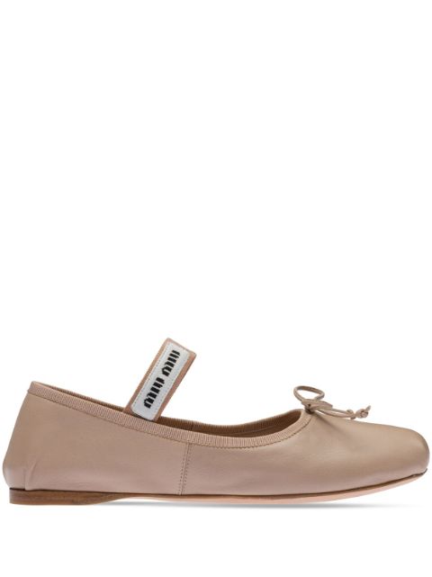 Miu Miu logo-patch ballerina pumps Women