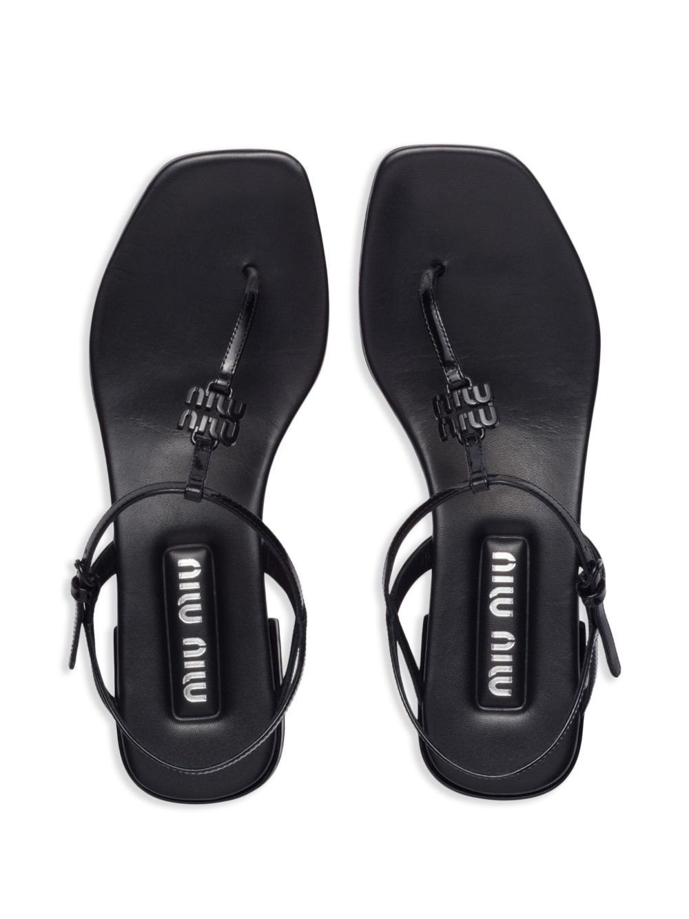 Miu Miu logo-plaque leather flat sandals Women