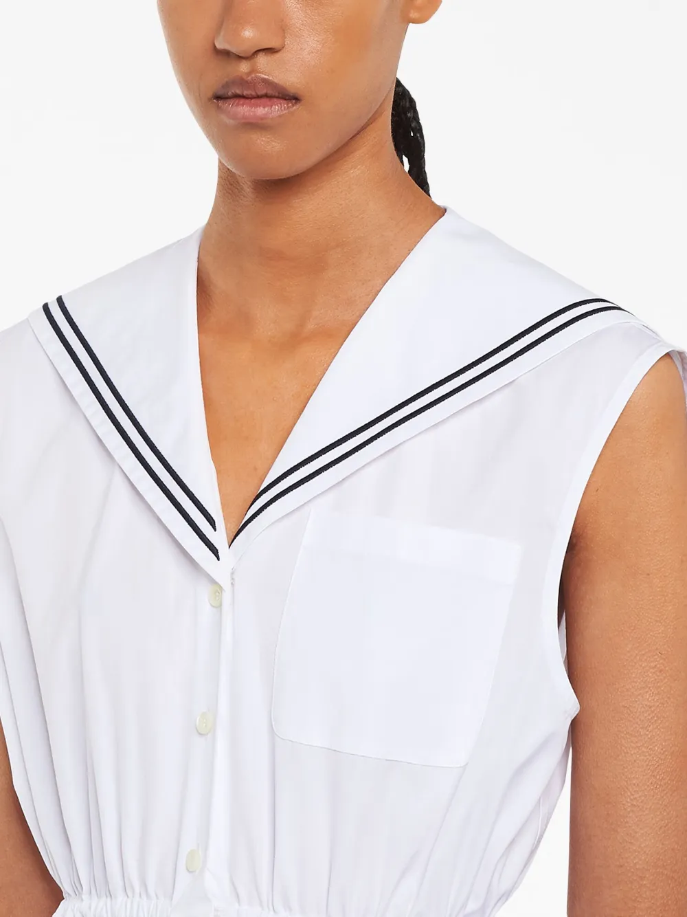 Shop Miu Miu Sailor Poplin Midi Dress In F0009 White