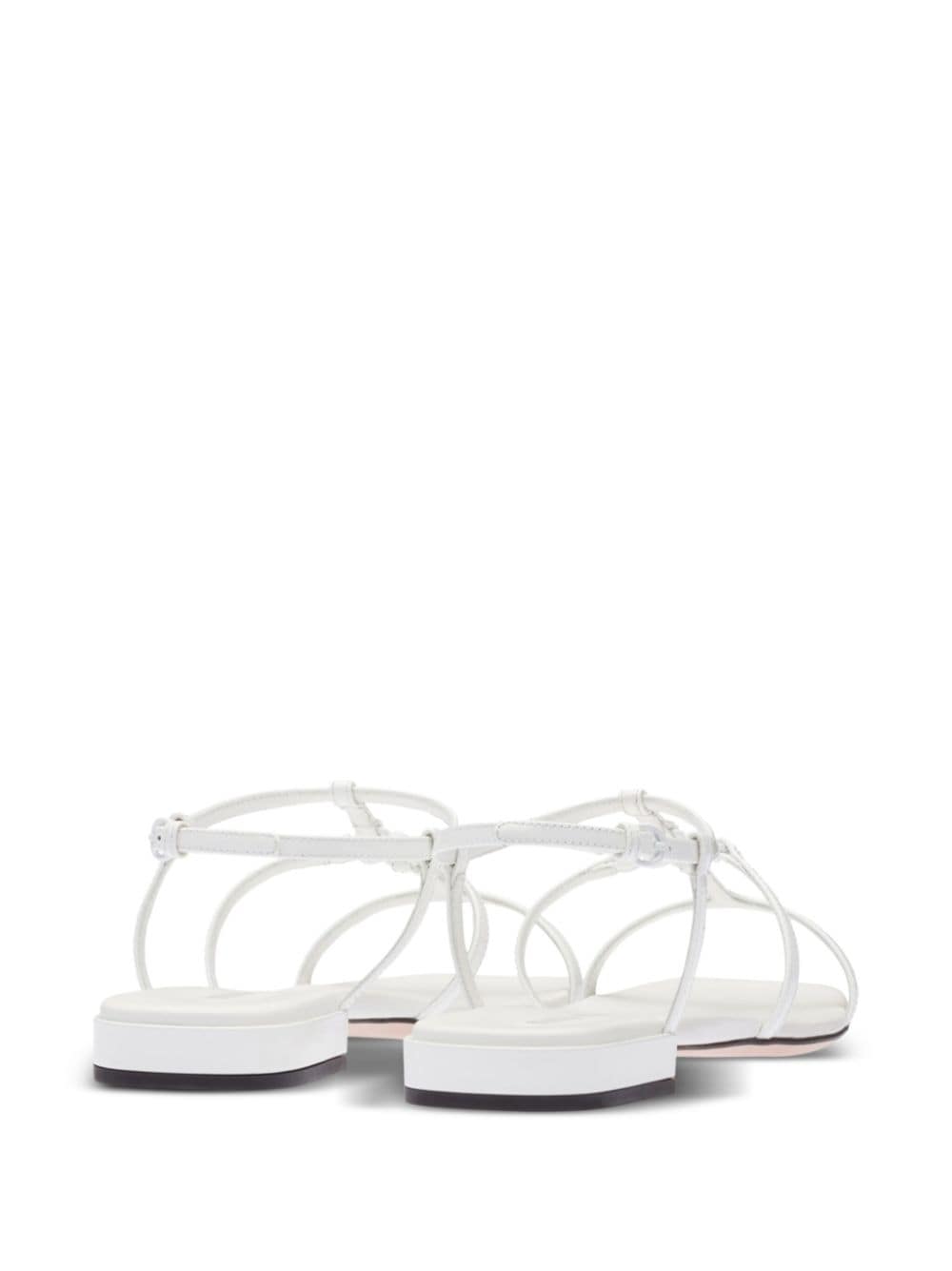 Shop Miu Miu Logo-plaque Leather Flat Sandals In F0009 White