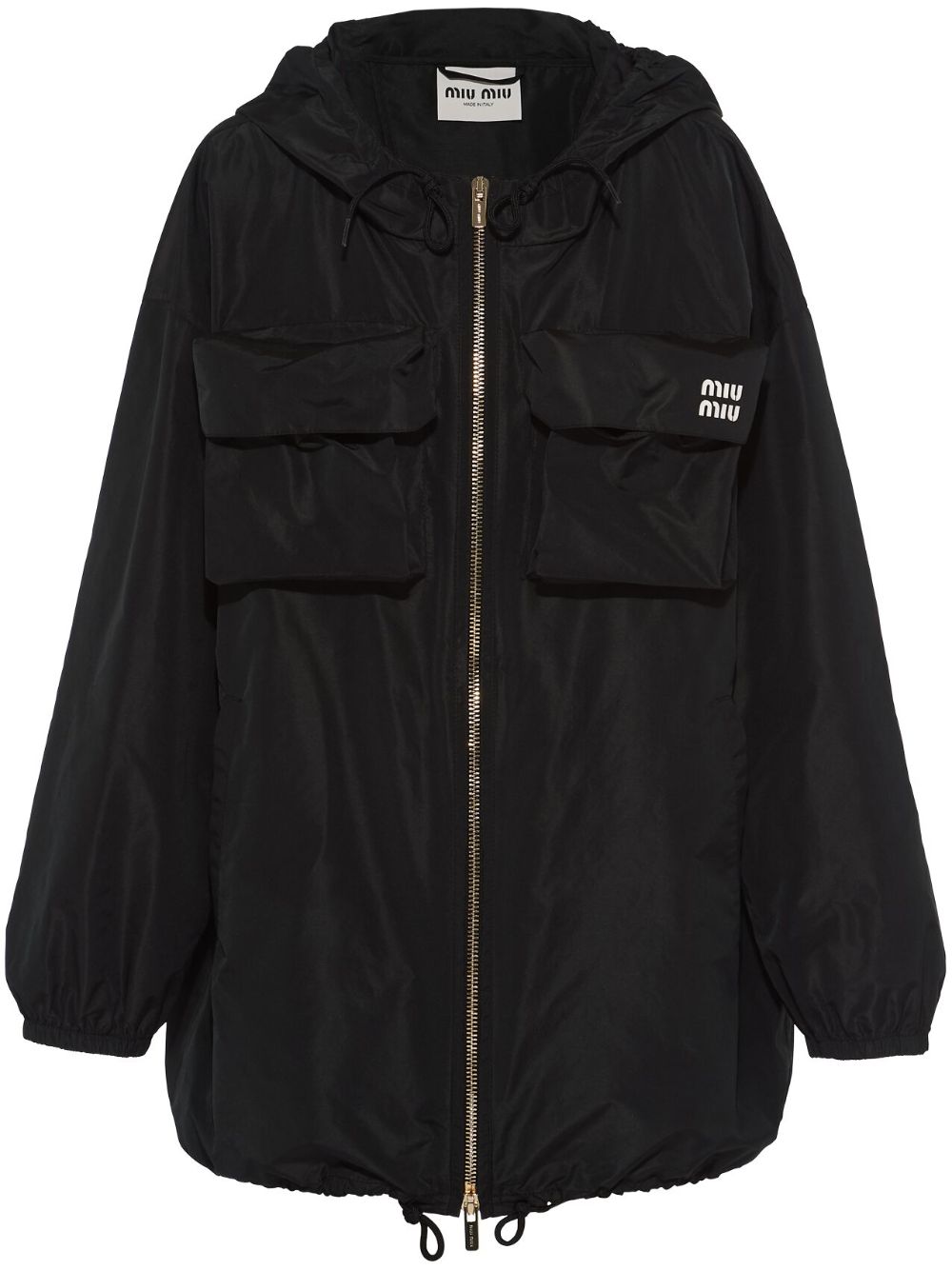Miu Miu Cargo-pocket Zip-up Coat In F0002 Black